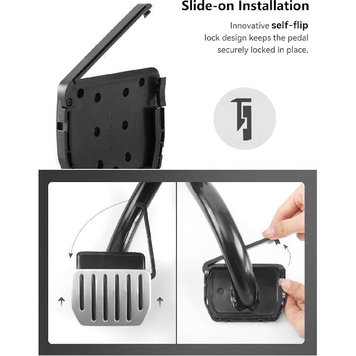 TPARTS Aluminum Self-Flip Lock Performance Pedal Sets Accelerator Brake Pedals Cover For Tesla Model 3 Highland 2024+/Model Y Juniper 2025+ Non-Slip