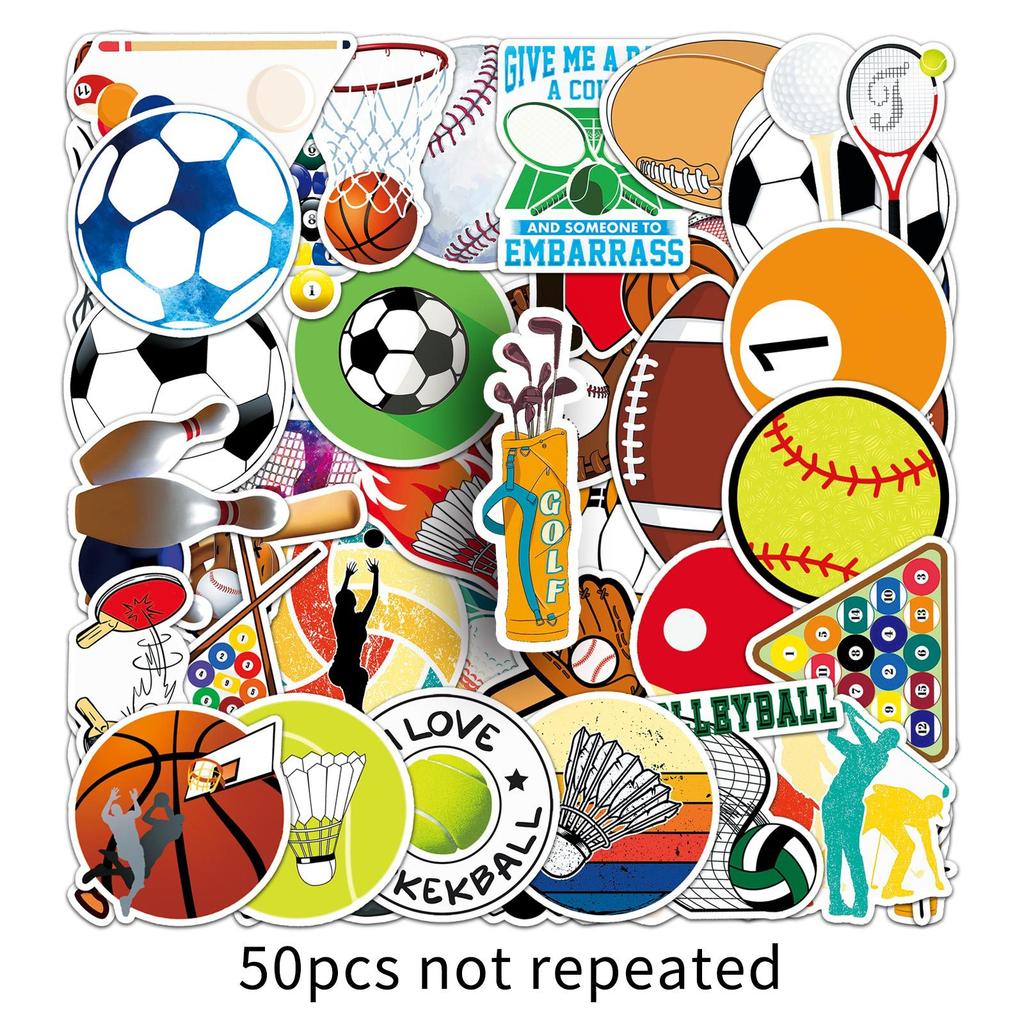 50 Pictures of Mixed Ball Graffiti Sports Football Volleyball Decorative Suitcase Mobile Phone Case Waterproof Stickers