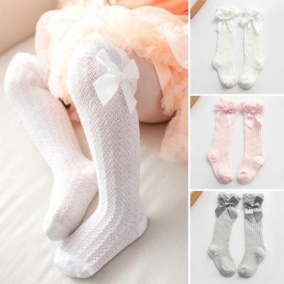 Baby Mädchen Schleife Socken Sommer Baumwolle Mesh Atmungsaktive Baby Kniestrümpfe Schleife Kinder Lange Socken