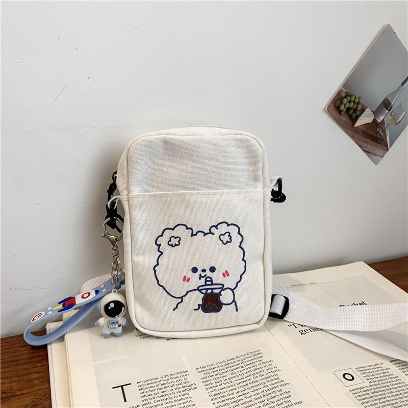 Summer Canvas Phone Bag With Contrast Print Small Purse For Casual Outings