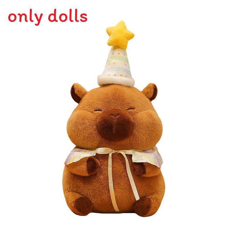 

Cuter Capybara Plush Toy With Star Birthday Hat For Kids Collectors 40cm