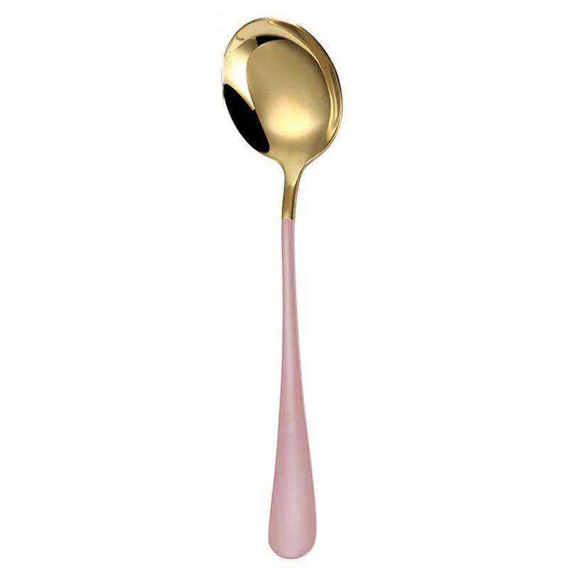 304 Stainless Steel  Spoon Coffee Spoon Round Head Spoon Dessert Mixing Spoons Kitchen Tableware Cutlery