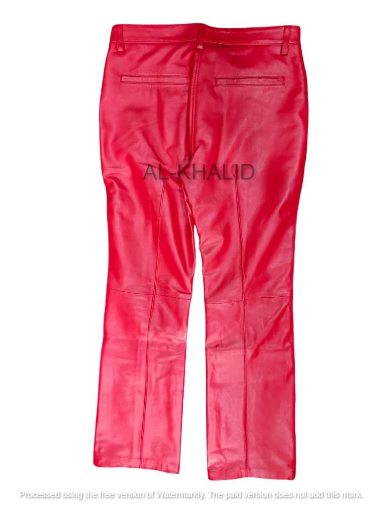 Red Jeans Style Bootcut Office Wear Pant Men's Genuine Lambskin Stylish Casual Design Leather