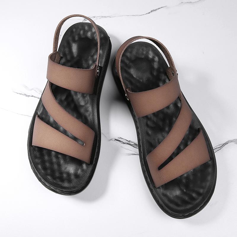 

Мужская обувь, модные мужские сандалии, удобные кожаные мужские летние туфли, повседневные удобные сандалии с открытым носком, простая пляжная обувь для мужчин 44 коричневый