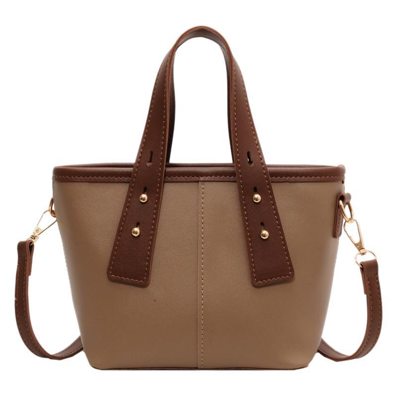 Niche design bucket bag women's bag new contrasting color handbag texture foreign style shoulder bag feeling messenger bag