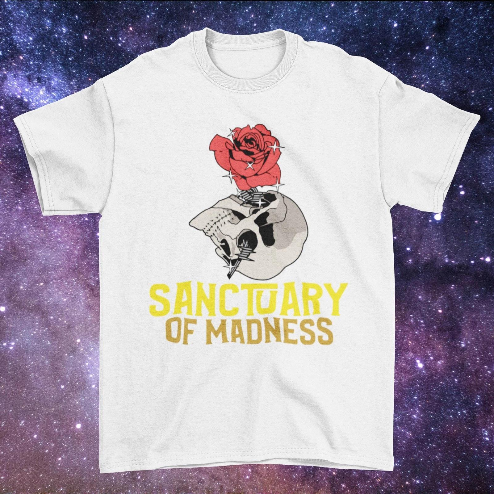 Men s and Women s T-shirts Sanctuary Of Madness T shirt - Skull And Rose - Skeleton T shirt - Red Rose XXXXL