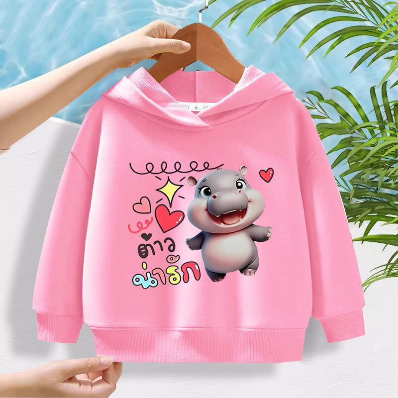 Nová Módní Vzor Hrocha Dětská Roztomilá Kreslená Ležérní Denní Mikina 100-160cm Pánské a Dámské Styly