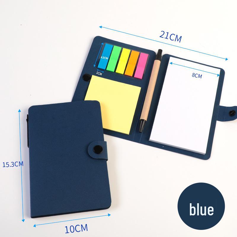 Button-Style Kraft Paper Sticky Note Pad with Pen Holder and Logo Print