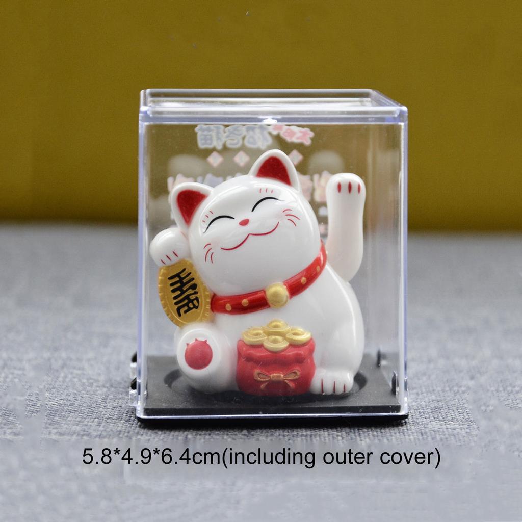 Solar Fortune Cat Ornament Automatic Waving Lucky Cat Car Decoration Cake Baking Decoration Automatic Hand Waving Fortune Cat