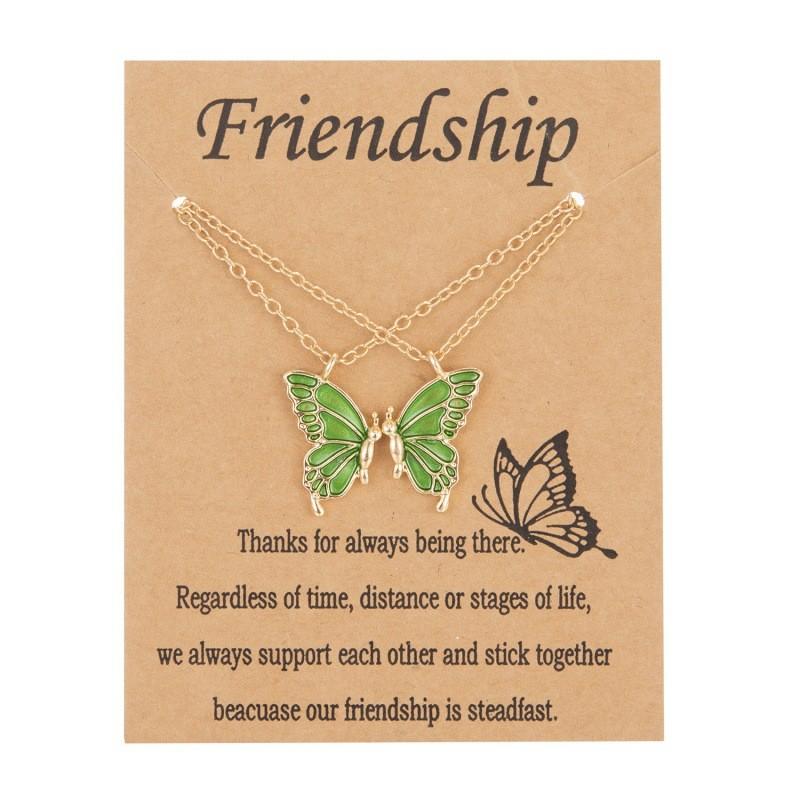 

Creative Alloy Friendship Necklace With Geometric Design And Butterfly Charm For Teens And Adults