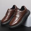 Autumn casual leather shoes low-top lace-up comfortable non-slip waterproof leather retro shoes