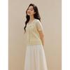 INMAN Women's French V-Neck Embroidered Knit Cardigan