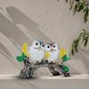 Beautiful Owl Showpiece For Home & Office Décor - 2 Owl On Flat Bark Golden