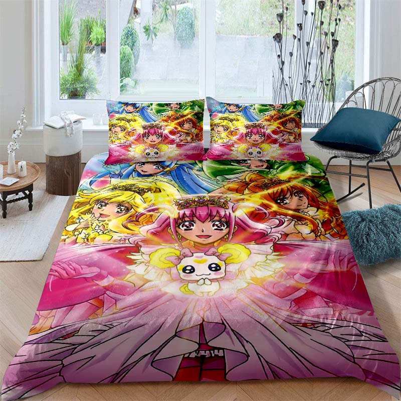 2026 New Pretty Cure Themed Duvet Covers and Pillowcases – Perfect for Single, Double, Queen, and King Beds – Holiday Gifts