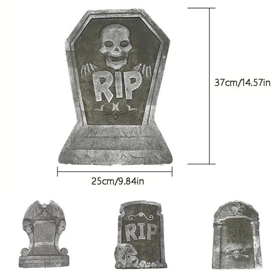 4 piezas Halloween Espuma RIP Cementerio Lápida Decoración Esqueleto Tumba Casa Embrujada Fiesta Broma Atrezo Jardín Exterior Decoraciones del Hogar