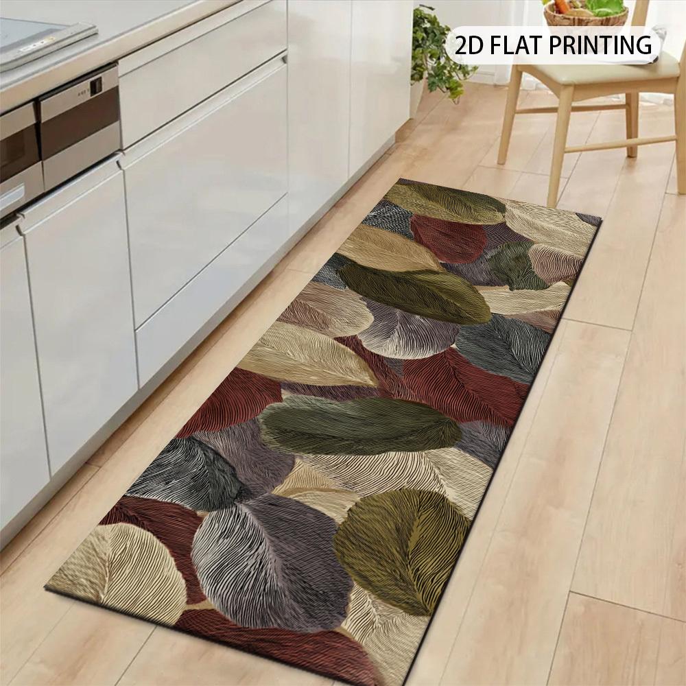 1Pcs Colorful Leaf Pattern Non-Slip Washable Area Rug Runner for Entryway, Living Room, Bedroom & Patio