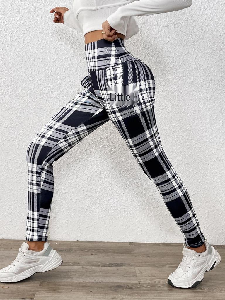 2025 Women's High-Waist Thick Lambswool Print Leggings with Pockets - Warm Cotton Pants for Winter