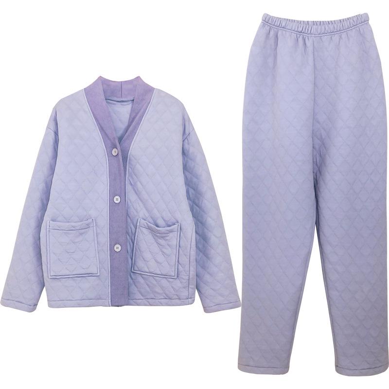 Women's Quilted Cotton Pajamas - Thick, Warm, Large Sizes for Spring, Autumn, and Winter
