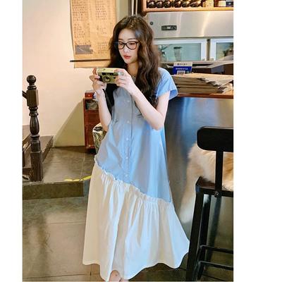 Super Good-looking Splicing Dress Summer Korean New Design Sense Niche Fresh and Sweet Versatile Shirt Skirt