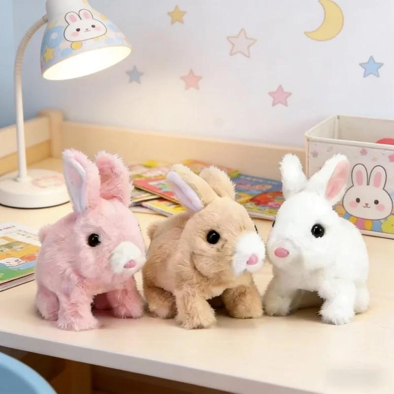Plush Electronic Bunny Robot Toy Electric Rabbit Walking Jumping Shake Ears Children Birthday Christmas Gift Play Toy For Kids