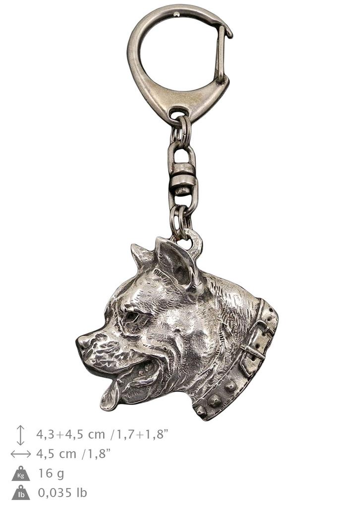 American Staffordshire Terrier, Amstaff I - Silver-plated Key Ring with a Dog In a Gift Box, Handbag Decoration, Backpack Pendant by Art-Dog Brand