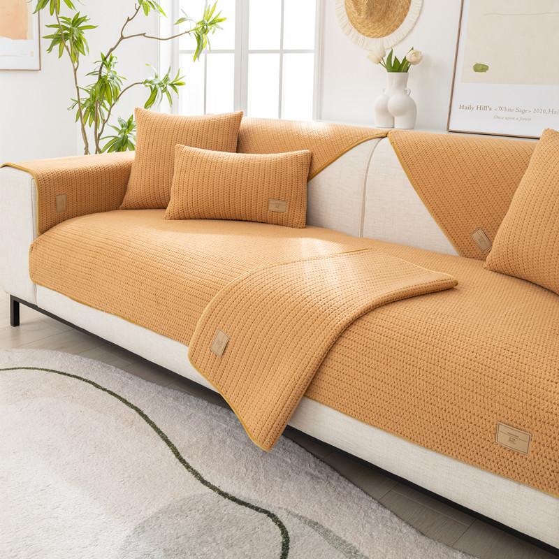 

Сплошной цвет, приятный для кожи чехол для дивана, противоскользящий чехол для подушки, хлопковый бархатный универсальный чехол для дивана для гостиной, защита мебели 70x70