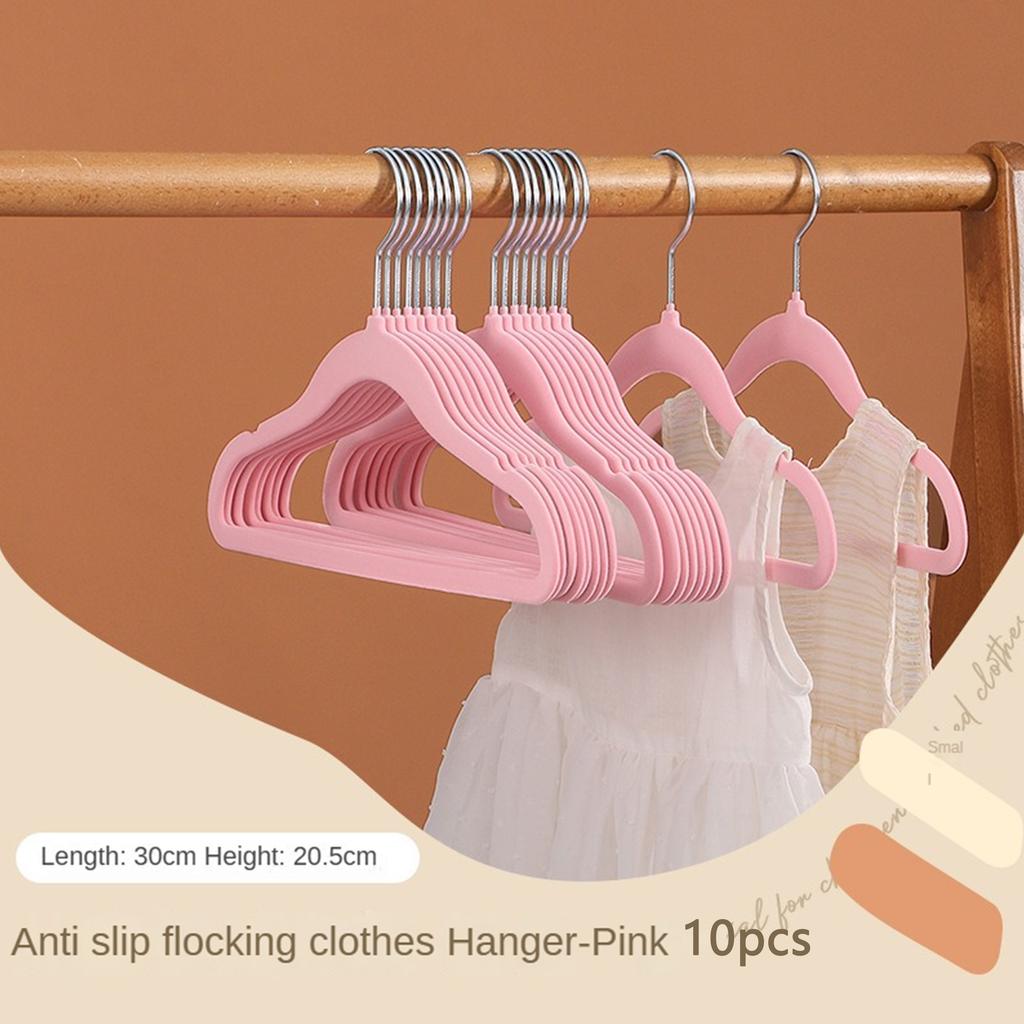 10/20Pcs Plastic Flocked Hangers, Children's Hangers, Non-Slip Shoulder-Protecting Small Hangers, Do Not Bulge, Do Not Damage Clothes