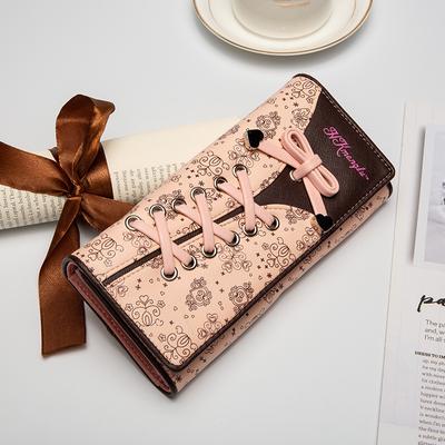 Damen Schleife Lolita Stil Lange Geldbörse Clutch Münz-Kartenhalter