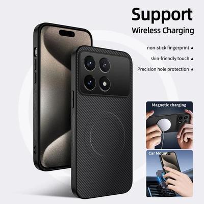 Stoßfeste Weiche Handyhülle aus Kohlefaser für POCO X7 X6 Pro F6 Pro F7 Ultra C61 C71 C75 M7 Magnetische Kabellose Ladehüllen