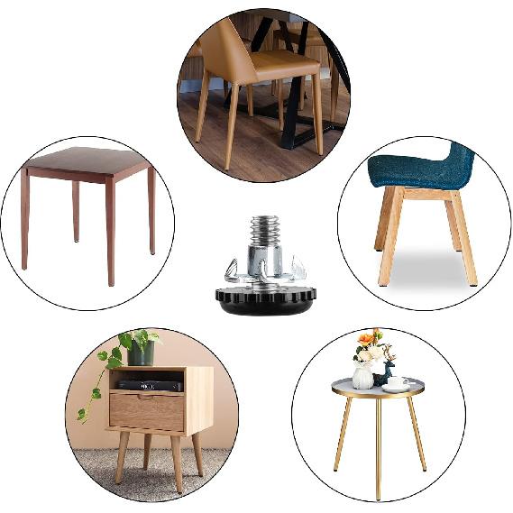 Anwenk Stainless Steel Patio Furniture Leveling Feet 1/4-20 Screw In Threaded Outdoor Furniture Levelers Adjustable Table Chair Levelers Feet Glides