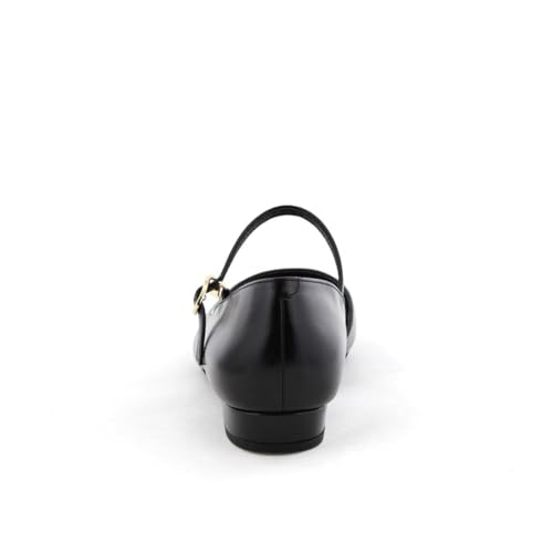 HIMIKO Himiko Pointed-toe Flat Pumps with Straps, Side-open Mary Jane Style, 651301, Black, Size 240.