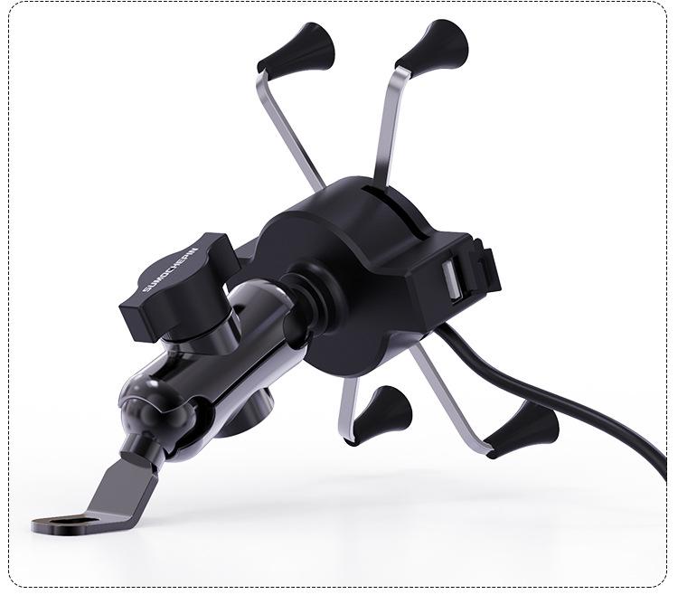 Universal Electric Vehicle Phone Navigation & USB Charging Holder (12-150V) for Motorcycles, Bicycles, and Cars