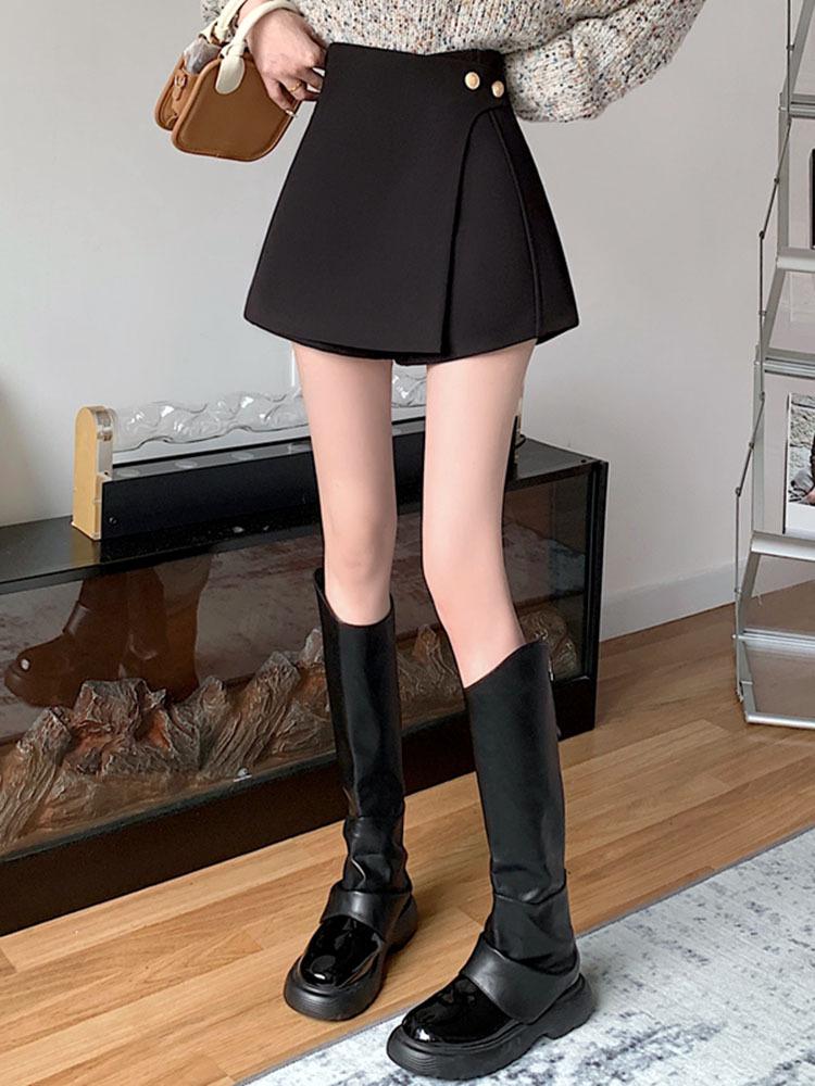 

Женские черные шорты с высокой талией и широкими штанинами - Летние повседневные больших размеров, для фигуры груша , слим-дизайн 2XL чёрный