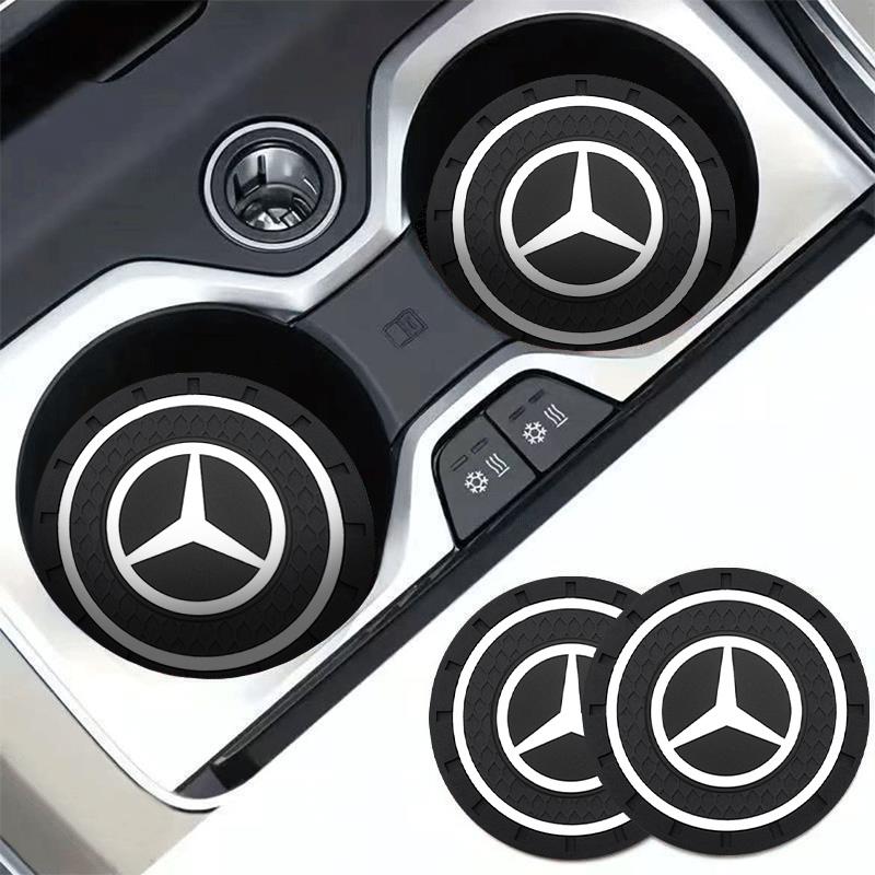 Car Coasters Water Cup Slots Non-Slip Mat Waterproof Water Cup Mat Drink Pad For AMG Mercedes Benz W204 W124 W201 W202 W212 W220