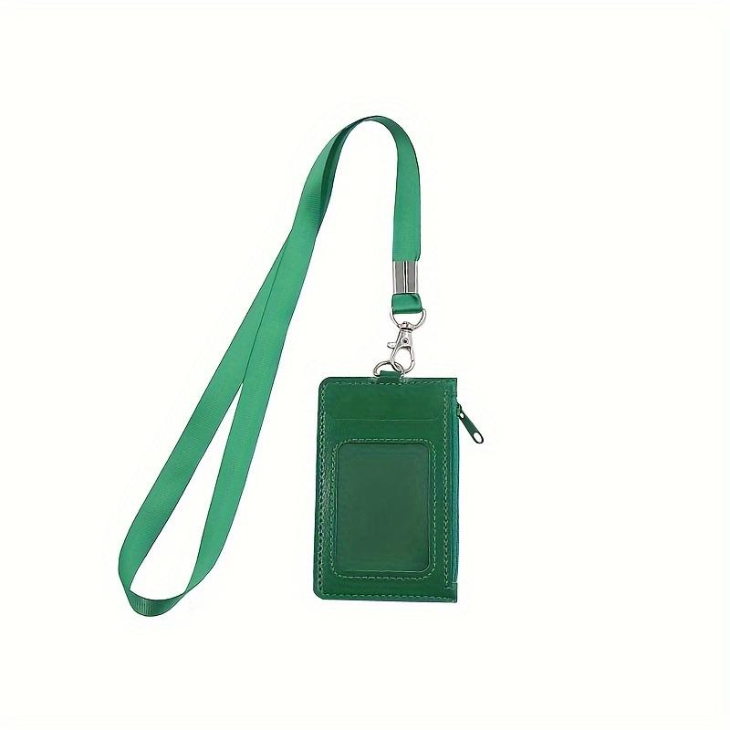 Premium Faux Leather Zippered ID Badge Holder with Multiple Card Slots and Lanyard - Perfect for Office Use