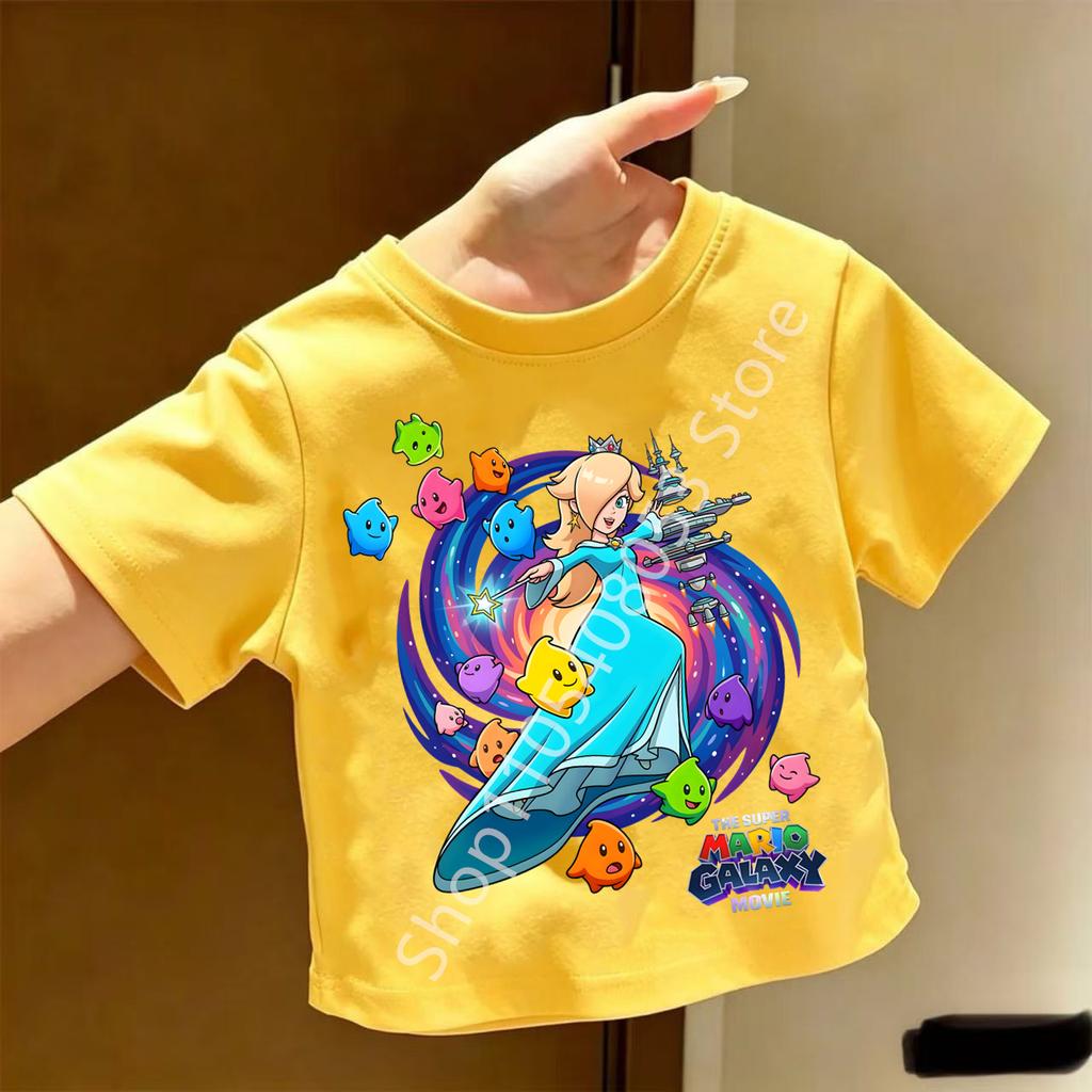 Super Marios Tshirt for Children Cartoon Anime Clothes Round Collar Clothing Short Sleeve Kid Summer Tee Top