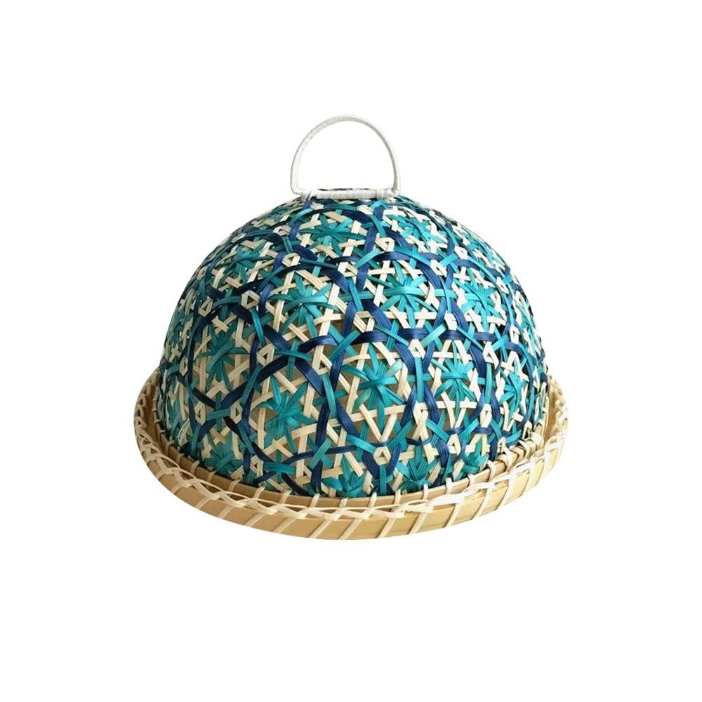 

Round Shape Bread Basket Insect Proof Dining Table Cover Round Lid for Fruit Rice Leftovers синий