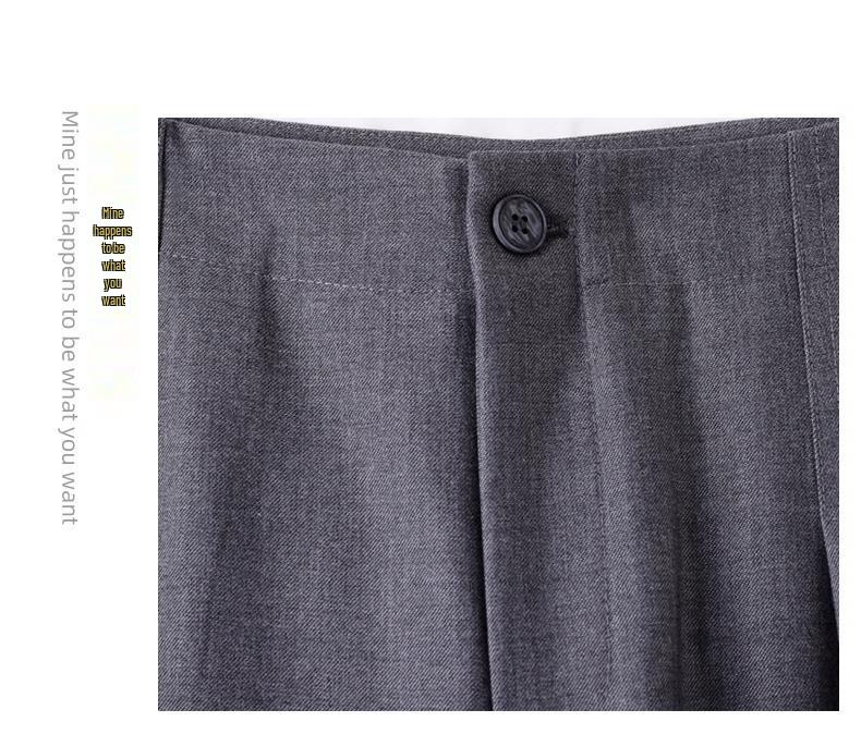 Spring 2025 Women's High-Waisted Grey Wide-Leg Trousers: Relaxed Fit, Loose Straight-Leg Casual Suit Pants