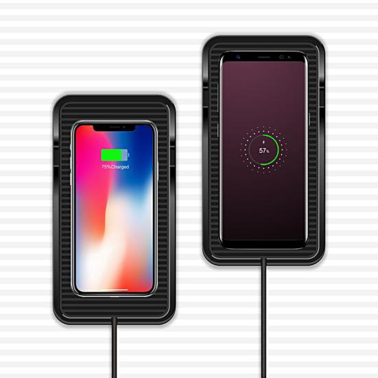1 Set C7 Wireless Phone Charger 2-in-1 Support 15W/10W/7.5W/5W Intelligent Recognition Anti-slip Fast Charging Temperature Protection USB Wireless