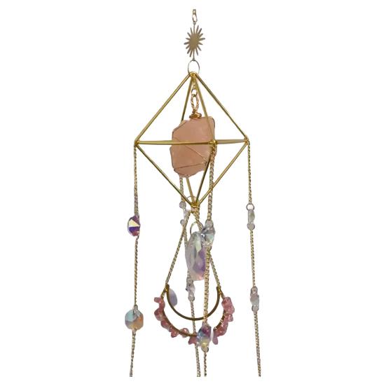 Faux Crystal Prisms Suncatcher Natural Stone Window Hanging Ornament H