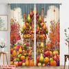 2pcs,2D Plane Printing Curtain Popular Autumn Fruit House Versatile Durable Polyester (without Rod) Room Decor Use for Bedroom