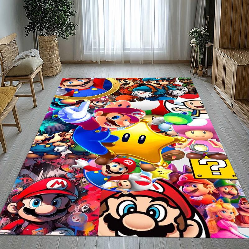 Tappeto Retro M-Mario Bros Gioco Cartone Animato Soggiorno Antiscivolo Tappeto Morbido per Camera da Letto Stanza dei Giochi dei Bambini Divano, Tappetino Decorazione Casa Regalo