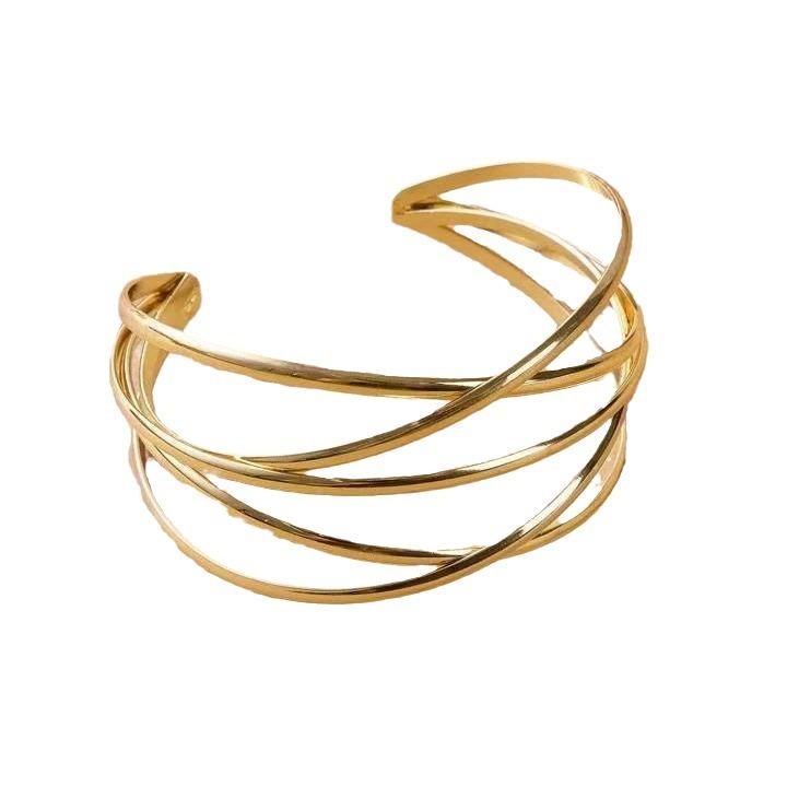 Accessories, Stylish Design Metal Glossy Bracelets, Personalized Hollow Geometric Cross-Opening Bracelets