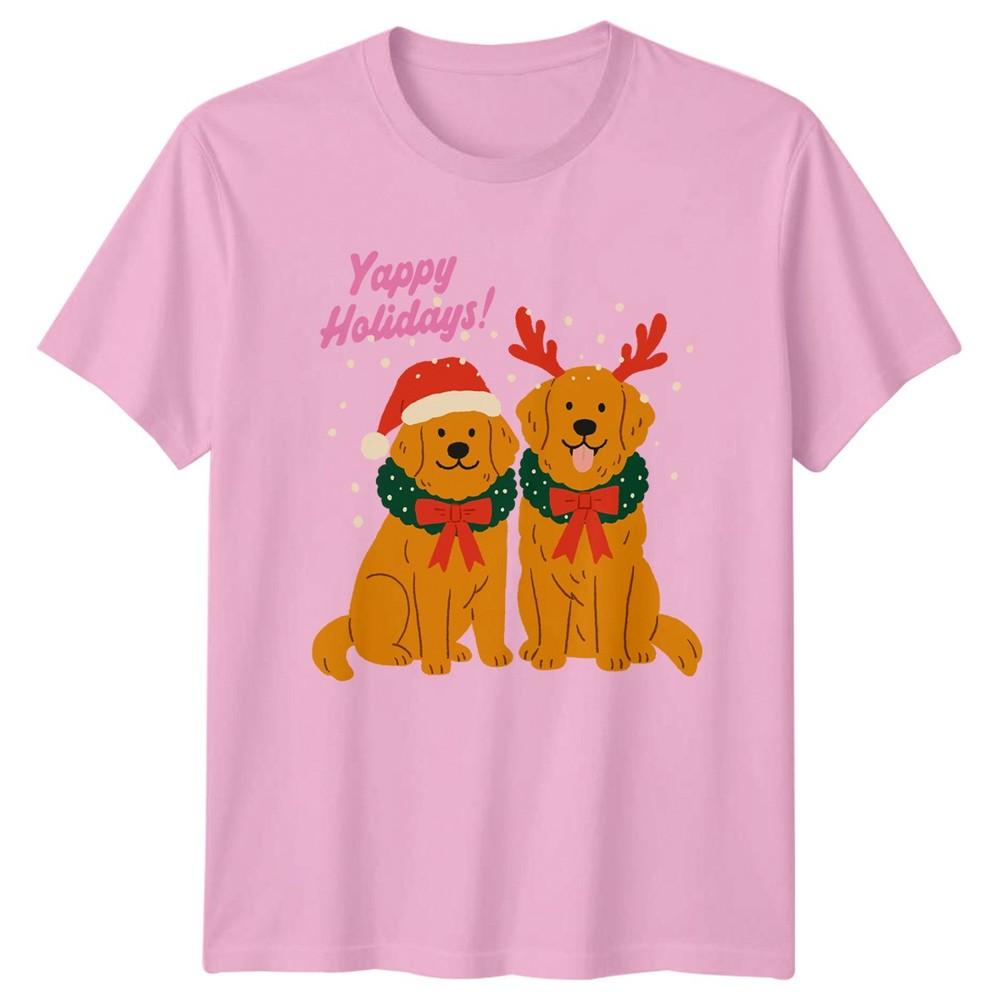Yappy Holidays Golden Retriever Christmas Dogs Holiday Unisex Unisex Graphic Tee
