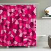 Bright Pink Geometric Shower Curtain 3D Mosaic Waterproof Bath Decoration