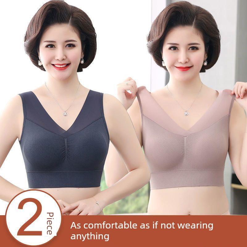 Middle-Aged and Elderly Women's Push-Up Anti-Sagging Mom Bra, Wireless Sports Beauty Back Style Seamless Push-Up Bra