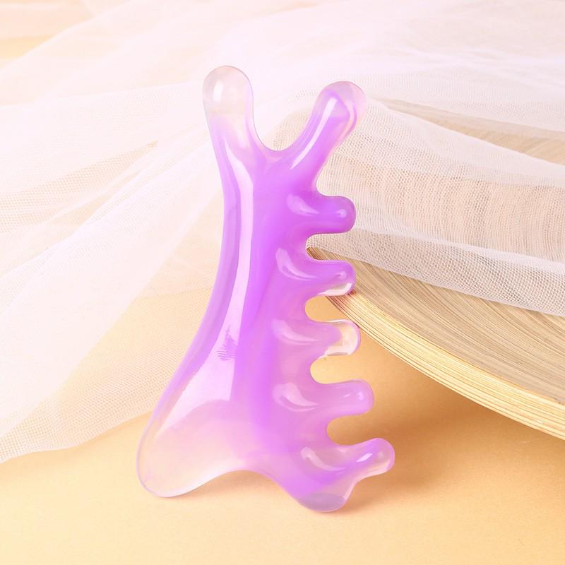 Resin Multifunctional Four-in-One Gua Sha and Massage Comb - Sandalwood Facial and Head Therapy Tool