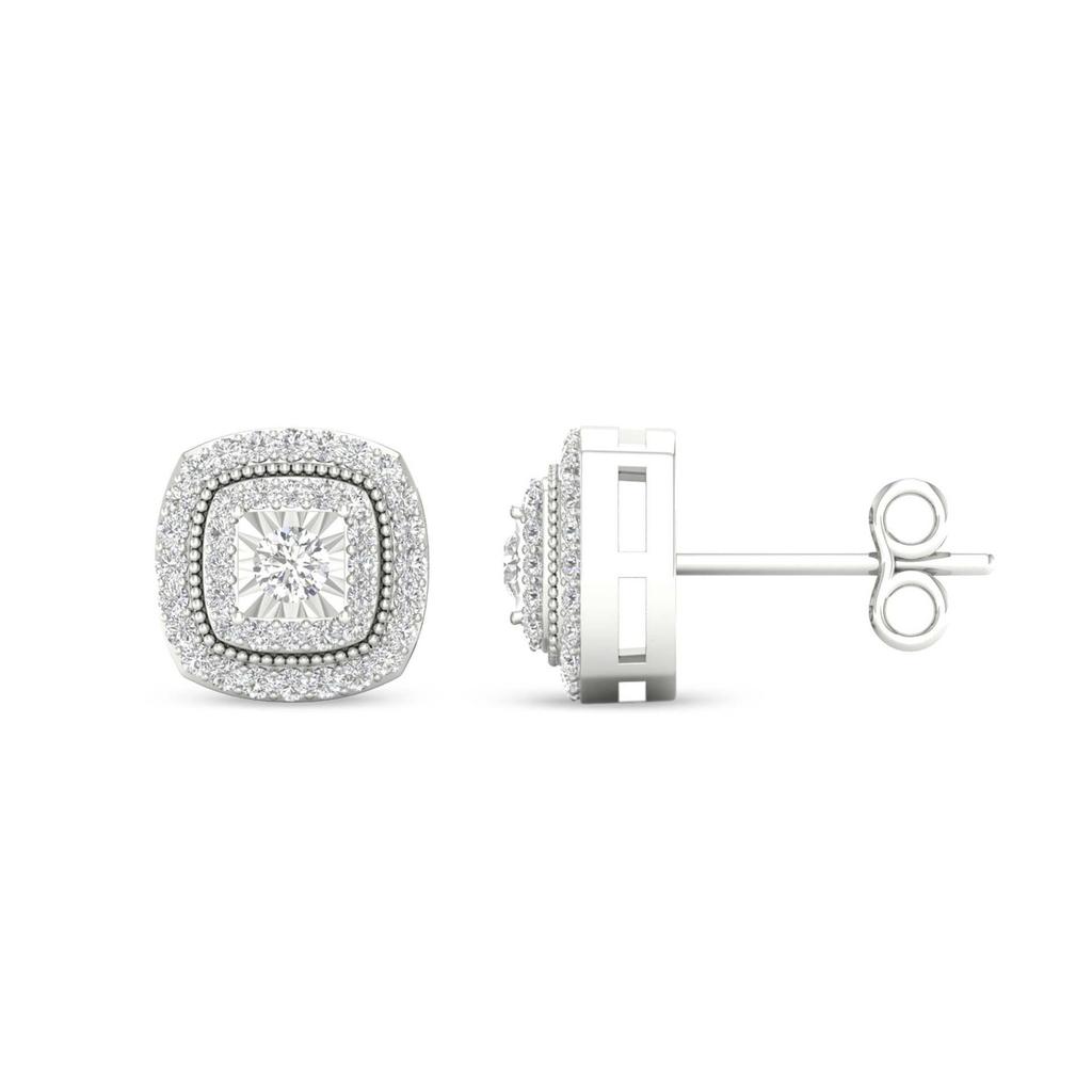 European Chic: Elegant Micro-set White Zirconia Square Hoop Stud Earrings