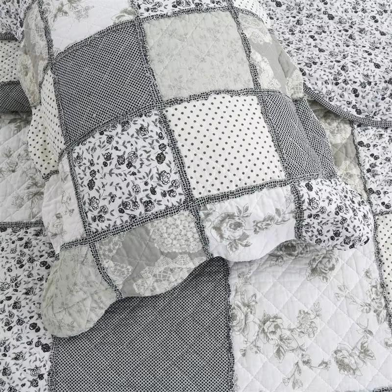 3 Adet Pamuklu Yorgan Yatak Örtüsü Seti Aplike Kapitone Yorgan Battaniye Kore Ekose Yatak Örtüsü Cubrecam Yatak Örtüsü Colcha Ev Yatak Takımı