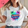 Hello Summer Palm Tree Sunset Beach Tee Minimalist Tshirt Travel Vacay Tropical Paradise Shirt Coastal Life